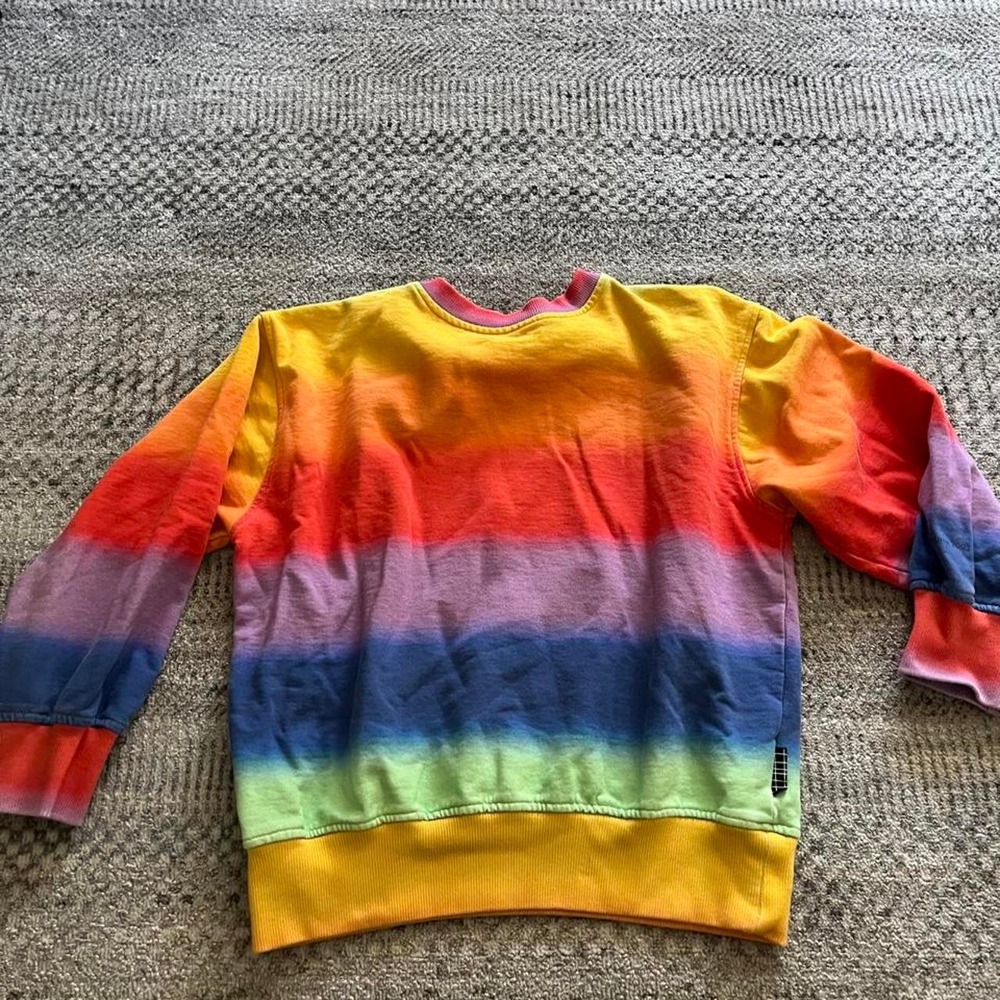 Molo kids unisex organic cotton rainbow striped euro sweatshirt 10 plush
